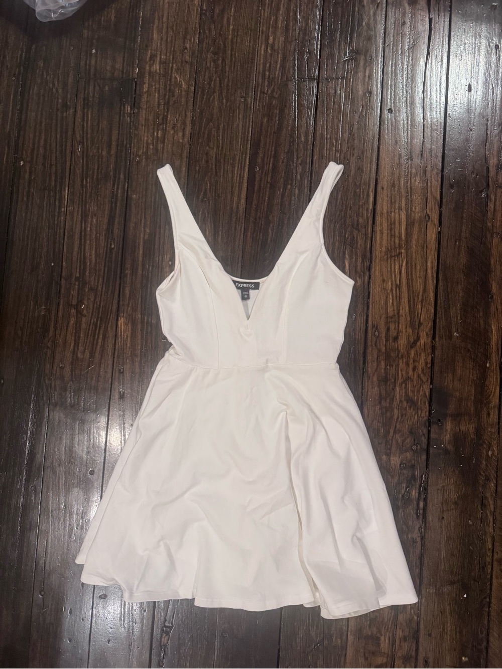 Express White V-Neck A-Line Mini Dress
